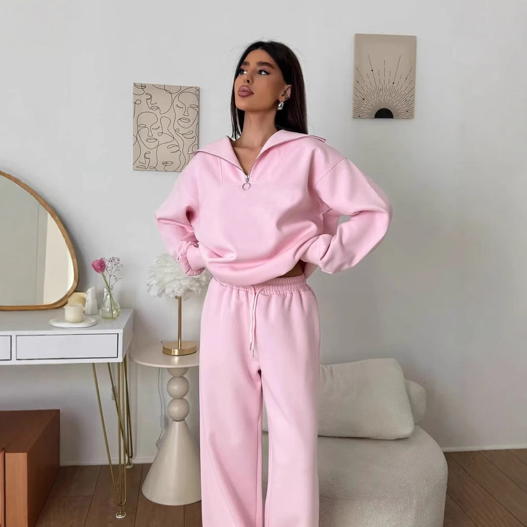 Women’s loungewear set with half zip and wide pleat pants Mune Fashion