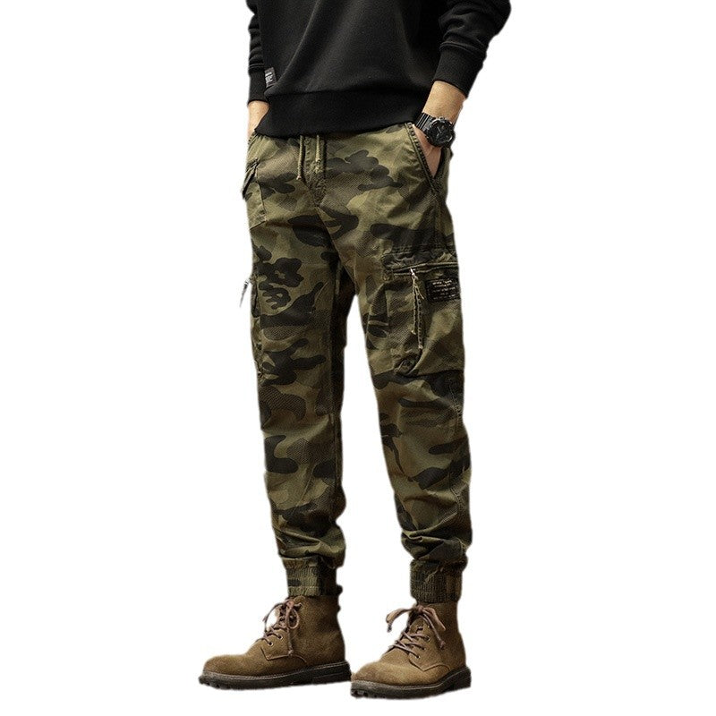 Herren Camouflage-Bundfalten-Cargojogger mit elastischem Tunnelzugbund, Multifunktionstaschen und Ripstop-Optik Mune Fashion
