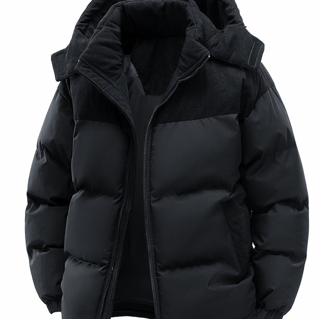 Men's quilted jacket with corduroy trim, high collar & thermal lining Mune Fashion