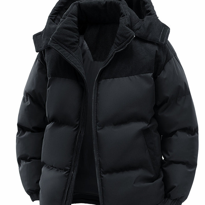 Men's quilted jacket with corduroy trim, high collar & thermal lining Mune Fashion