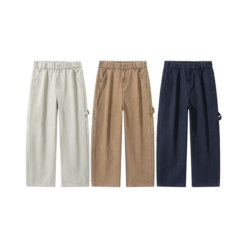 Men's Wide Utility Cargo Pants with Elastic Waistband and Straight Leg Drune