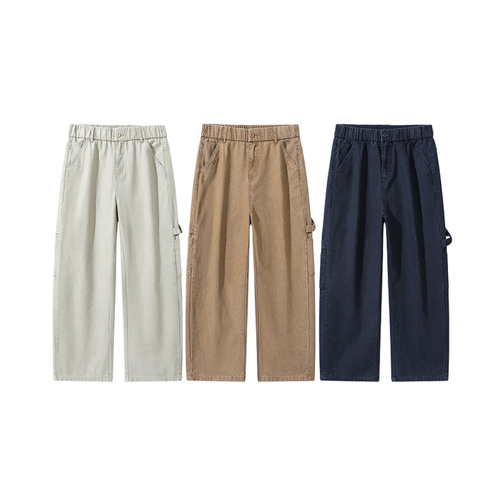 Men's Wide Utility Cargo Pants with Elastic Waistband and Straight Leg Drune