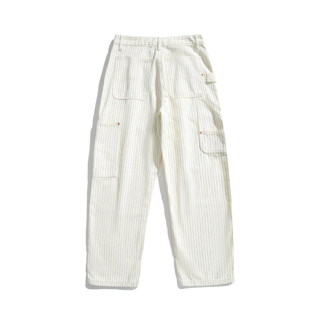 Women's carpenter pants made of linen-cotton blend with pinstripes and hammer loop Mune Fashion