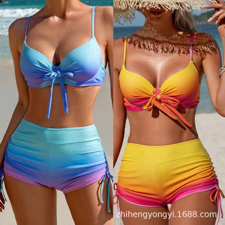 Women's bikini set with high-quality gathering and tie belt Mune Fashion