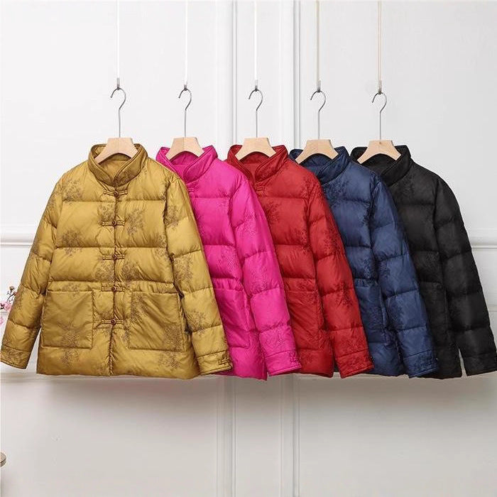 Women's padded quilted jacket with stand-up collar and traditional button placket Mune Fashion