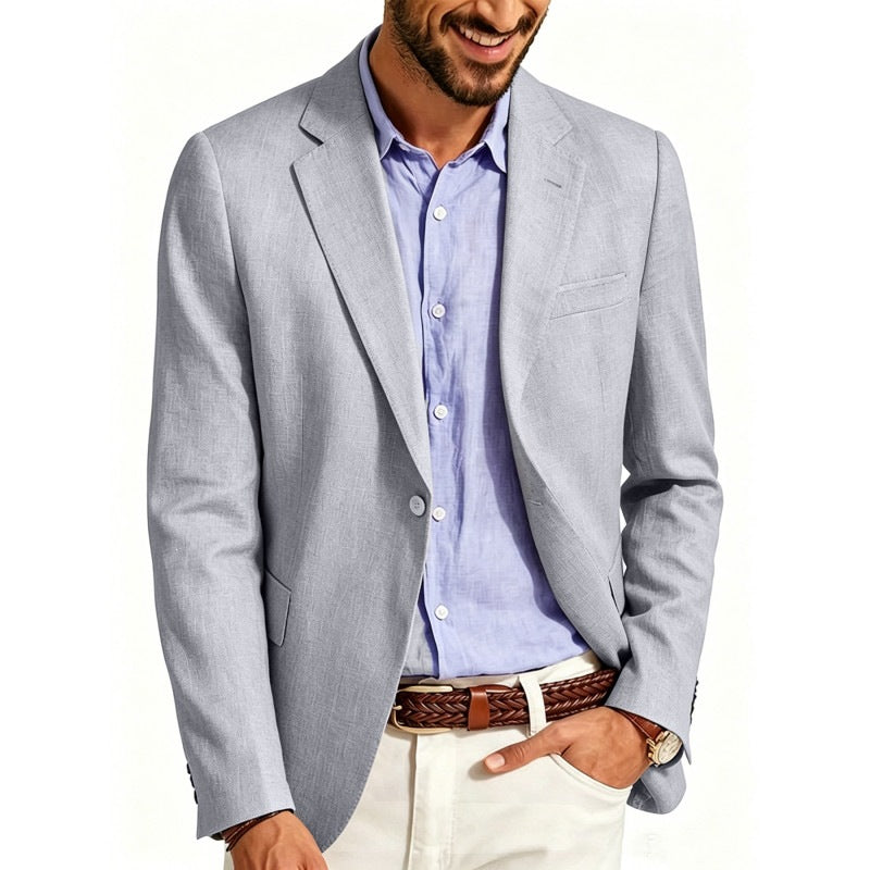 Men's Summer Linen Blazer Jacket with Breathable Fabric and Tailored Fit Mune Fashion