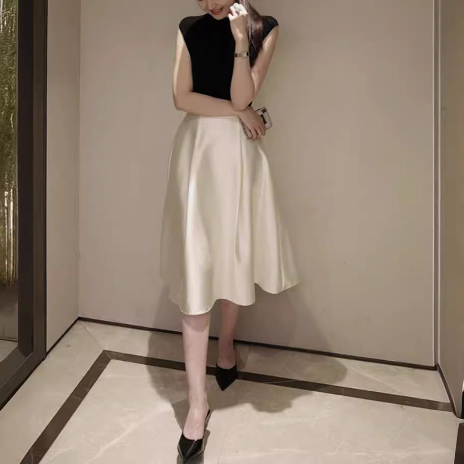 Ladies Elegant Midi Tulle Skirt with Swirling Hem Mune Fashion
