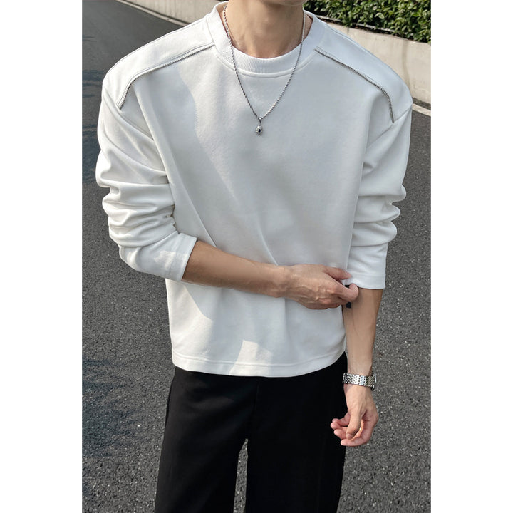 Men's Oversize Round Neck Sweatshirt with Dropped Shoulder and Decorative Stitching Mune Fashion