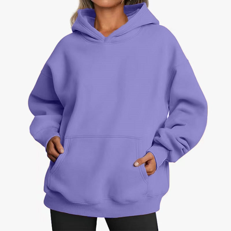 Women extra long oversized hoodie in boxy cut with kangaroo pocket and ribbed hem Mune Fashion