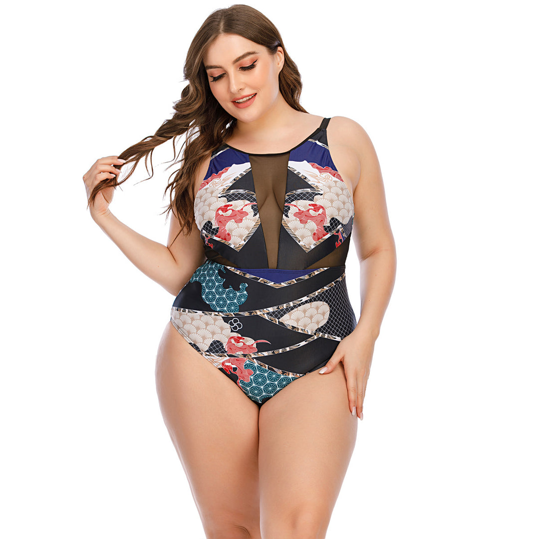 Women's sporty one-piece with fashionable cut and transparent inserts Mune Fashion