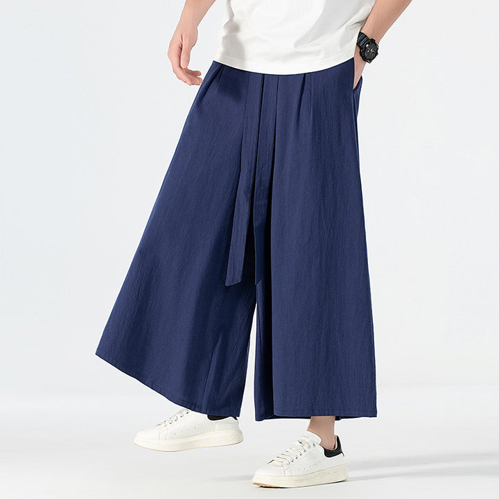 Women's Culotte-Style Skirt Pants with Wide Leg and Ties Belt Mune Fashion