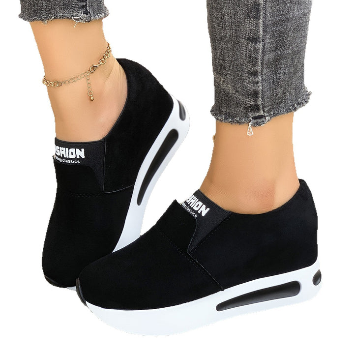 Women Slip-On Wedge Sneaker with hidden wedge, micro suede upper material and side air chamber Mune Fashion