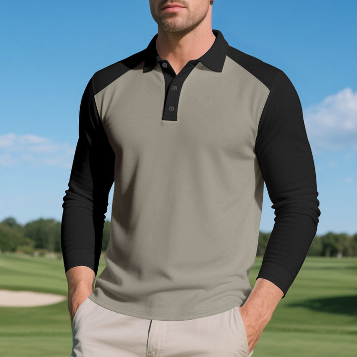 Men's long-sleeved raglan polo made of functional jersey with sporty button placket Mune Fashion