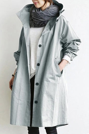 Women's nan lightweight oversized parka coat with hood, drawstring waist and side slit Mune Fashion