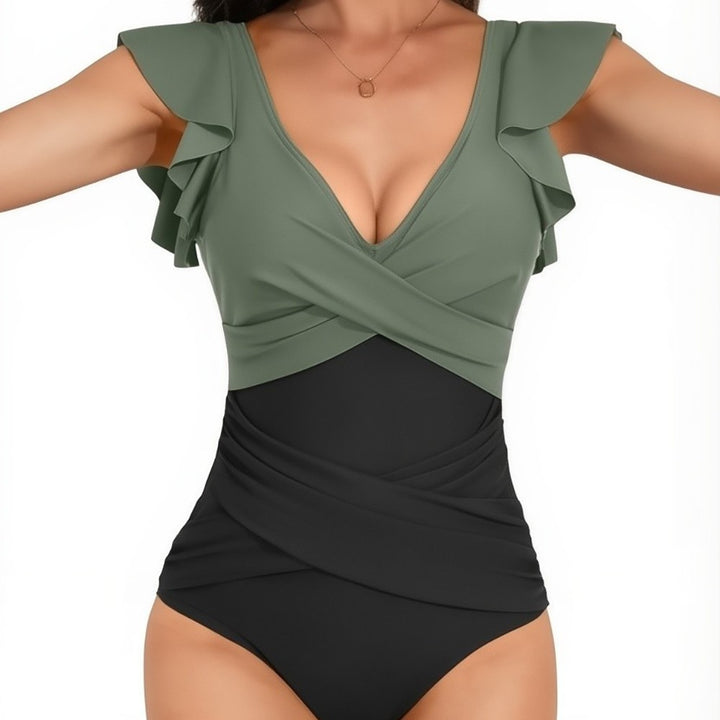 Women elegant swimsuit with flowing ruffles Mune Fashion