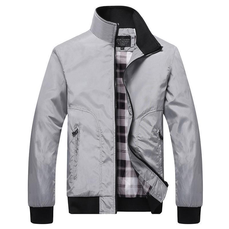 Men's Lightweight Wind and Water Repellent Bomber Jacket with Checked Lining Mune Fashion