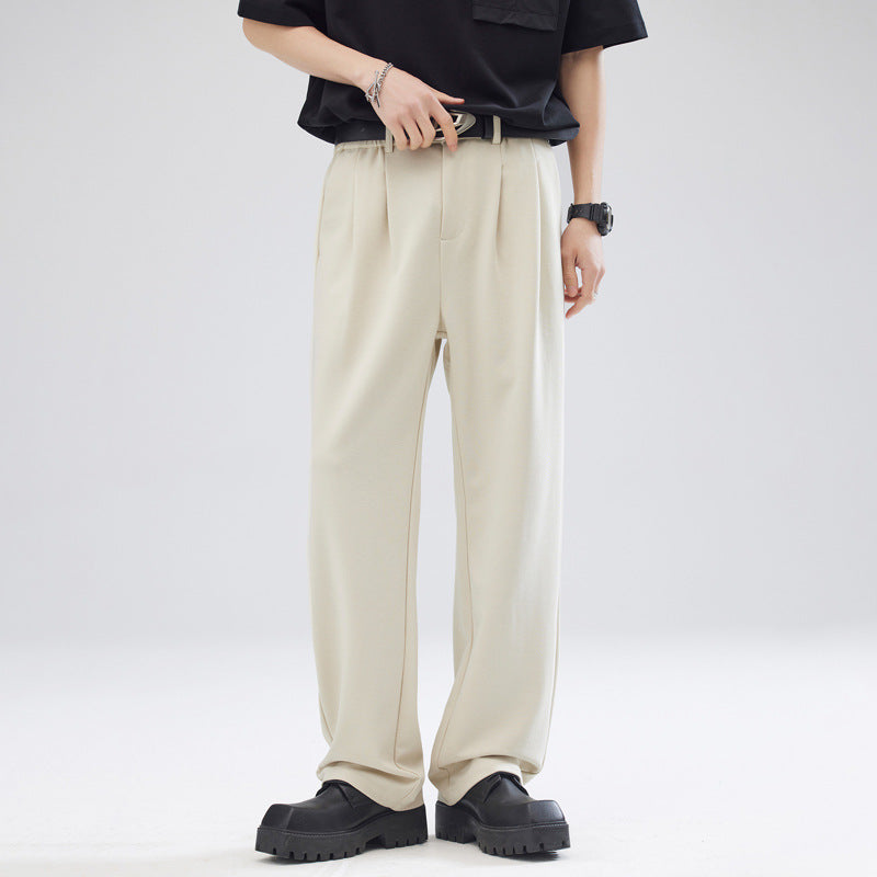 Men's Relaxed-Fit Soft-Jersey Palazzo Pants with Elastic Waistband and Crease Mune Fashion