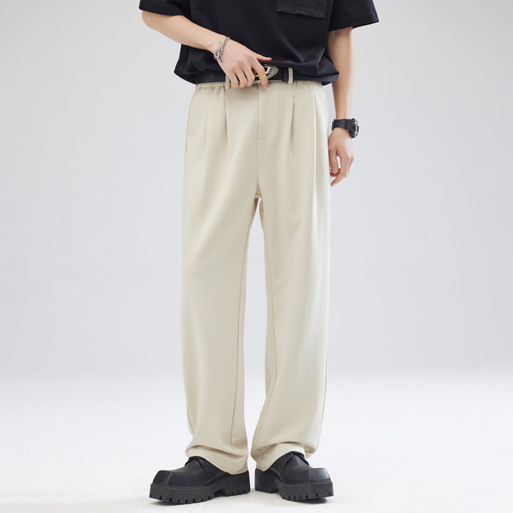 Men's Relaxed-Fit Soft-Jersey Palazzo Pants with Elastic Waistband and Crease Mune Fashion