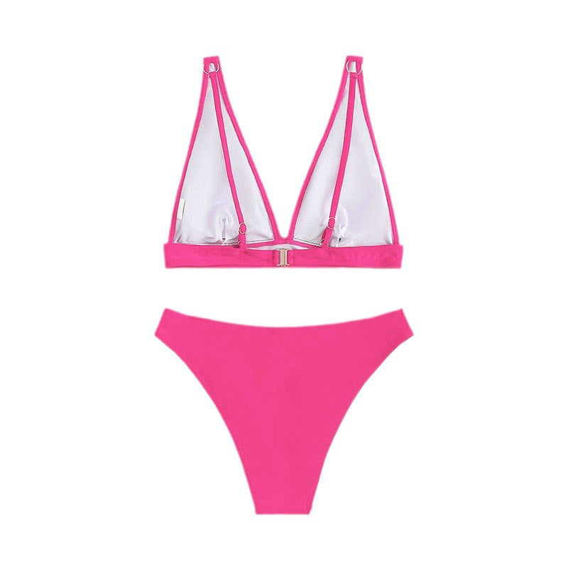 Women's bikini set with deep V-neckline and high leg cut Mune Fashion