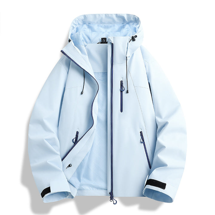 Women Lightweight Waterproof Hooded Jacket with Teddy Charm and Concealed Zipper Pockets Mune Fashion