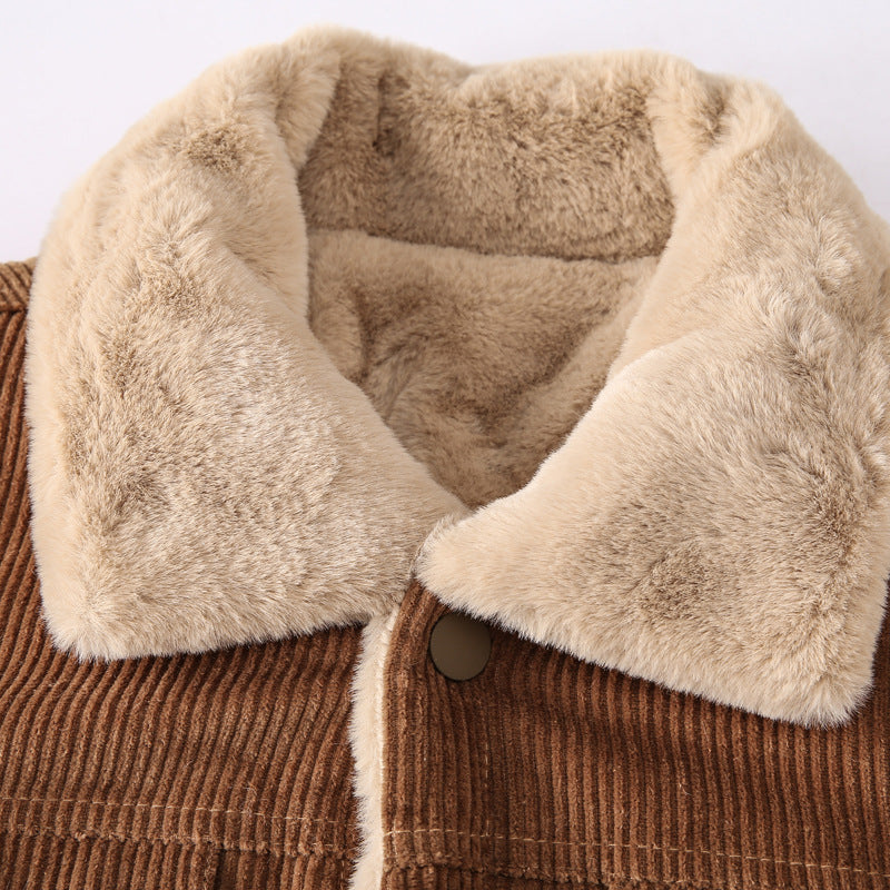 Men's cord jacket with teddy lining and snap button closure Mune Fashion