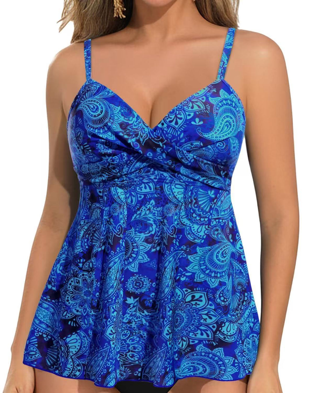 Women's tankini top with gathers and gentle V-neck Mune Fashion