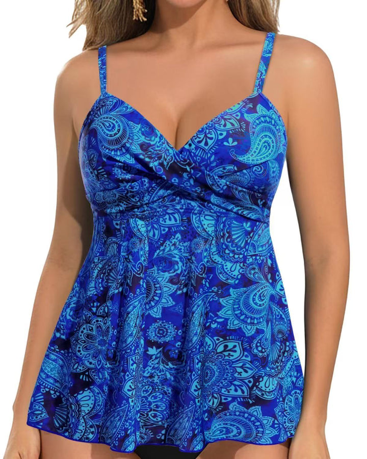 Women's tankini top with gathers and gentle V-neck Mune Fashion