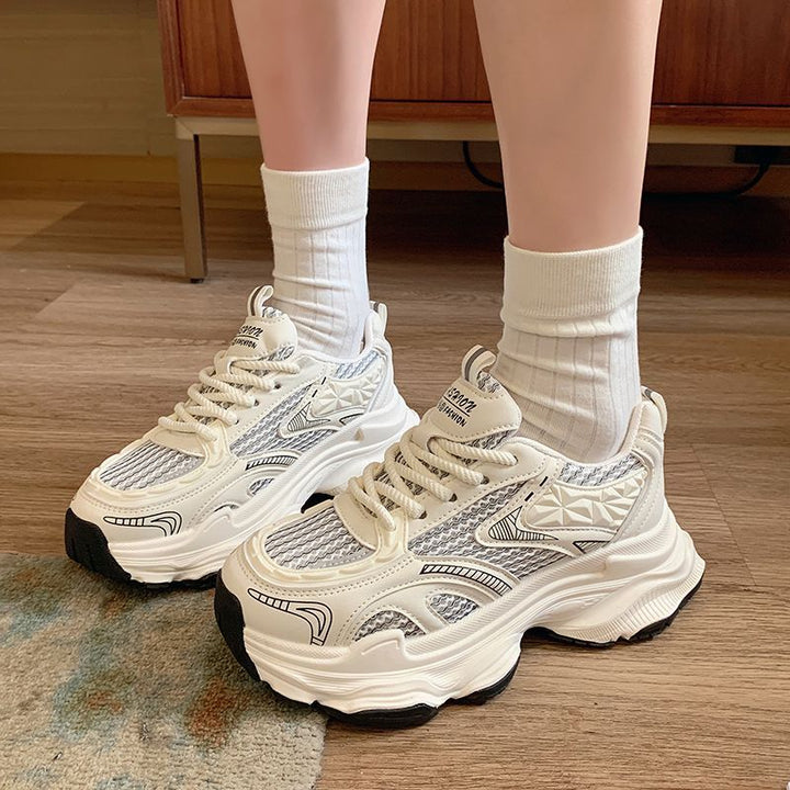 Women's Sporty Chunky Sneakers with Breathable Mesh Structure and Cushioned Sole Mune Fashion