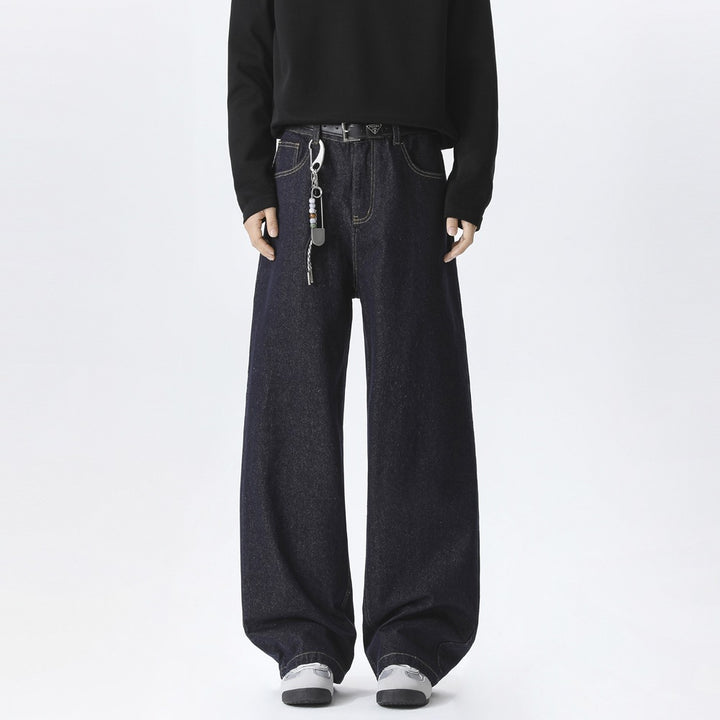 Men's baggy jeans in ultra-wide denim cut with high rise & deep cuff look Mune Fashion