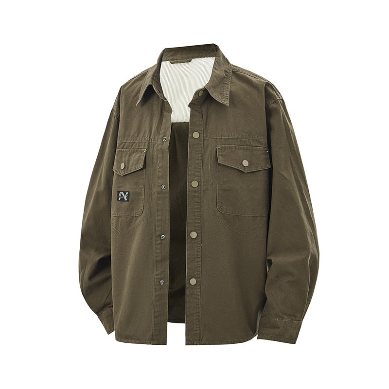 Men's overshirt jacket in workwear style with patch chest pockets and snap button closure Mune Fashion