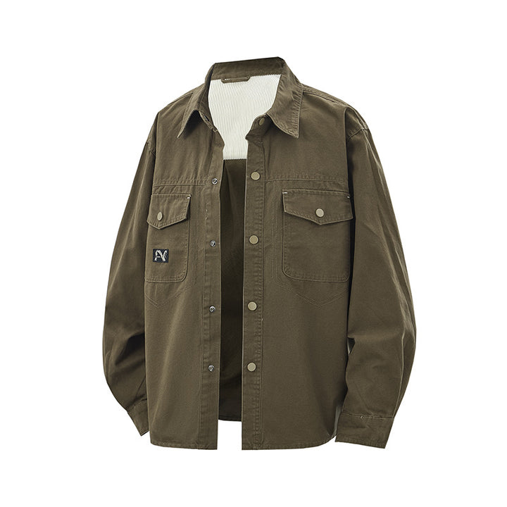 Men's overshirt jacket in workwear style with patch chest pockets and snap button closure Mune Fashion