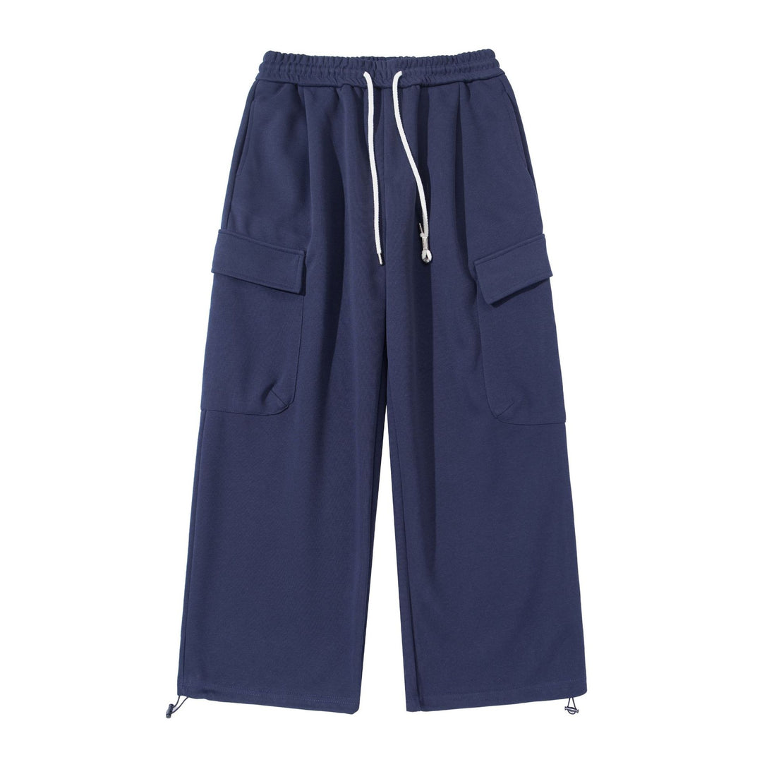 Unisex Cropped Cargo Sweatpants with elastic waistband, drawstring and adjustable hem