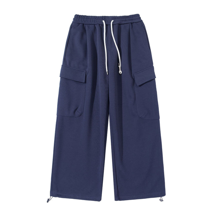 Unisex Cropped Cargo Sweatpants with elastic waistband, drawstring and adjustable hem