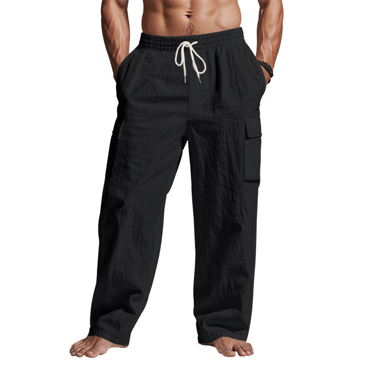 Men's loose cargo leisure pants with elastic drawstring waistband and multiple pockets Mune Fashion