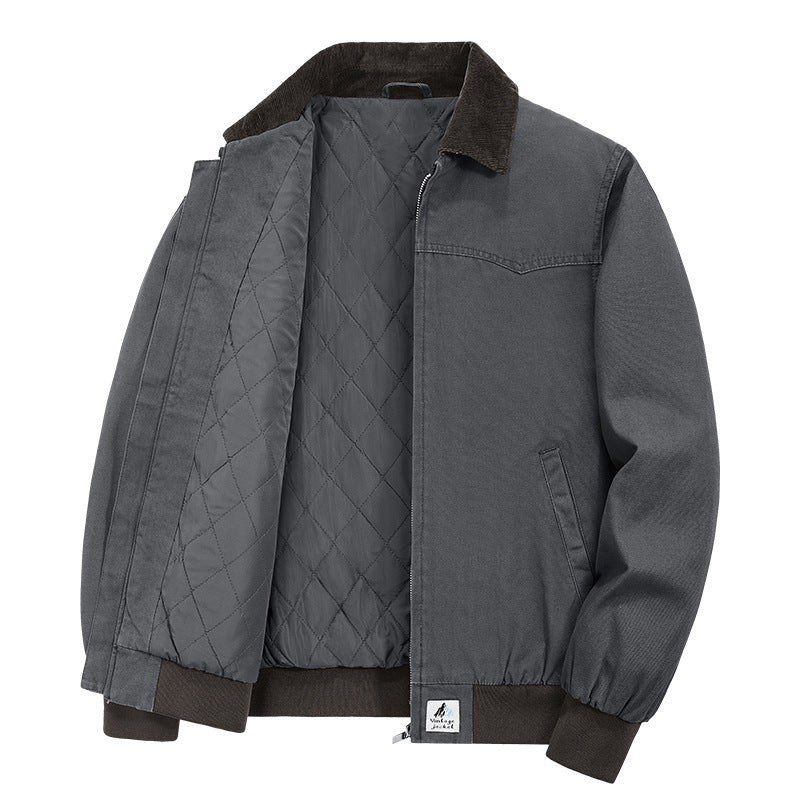 Men's Fashion Transitional Jacket with Velvety Collar Mune Fashion