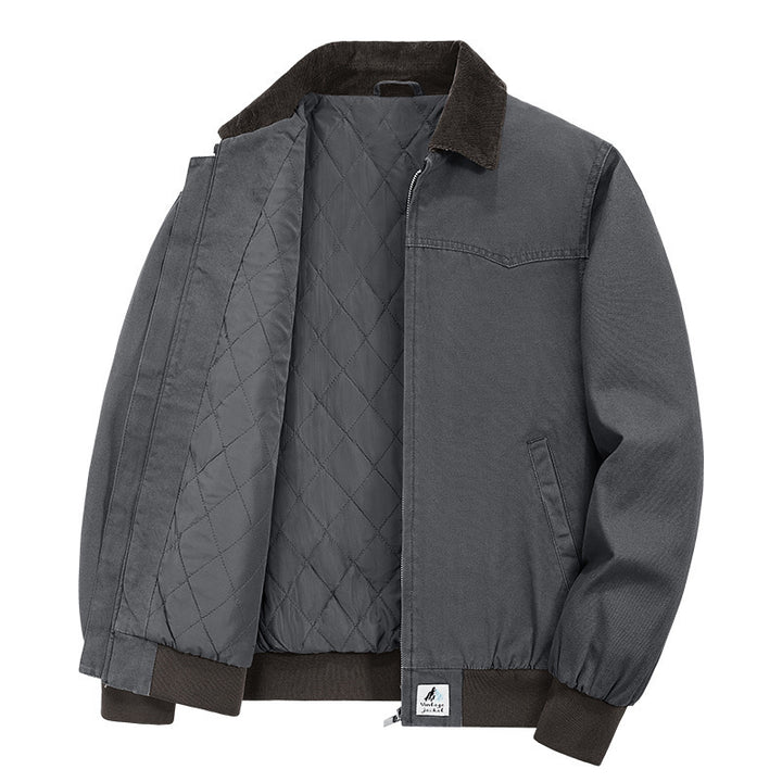Men's Fashion Transitional Jacket with Velvety Collar Mune Fashion