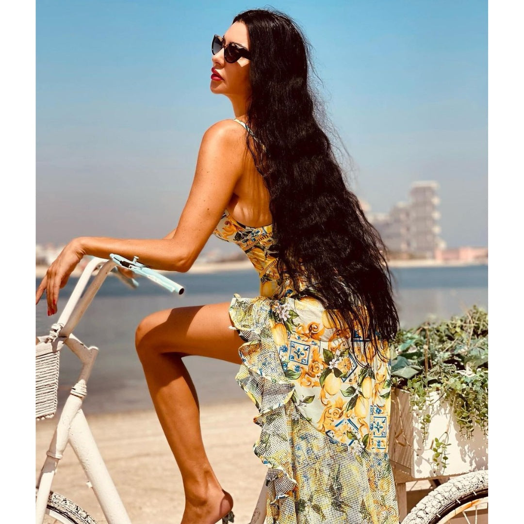 Women's one-piece swimsuit with floral pattern mix and sophisticated cut-outs Mune Fashion