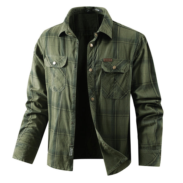 Men's reinforced utility shirt jacket made of cotton twill with flap chest pockets and ergonomic sleeve seam Mune Fashion