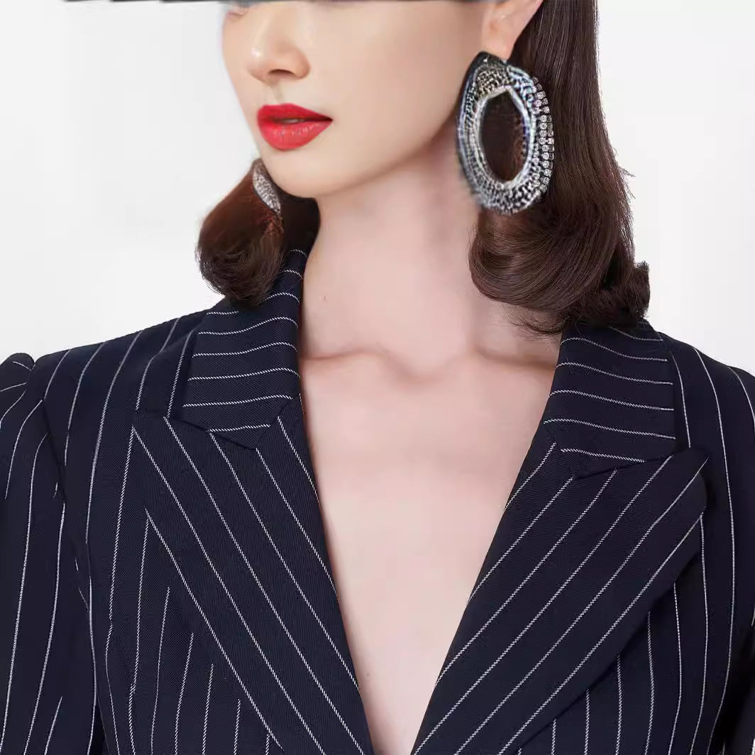 Women's Fitted Pinstripe Blazer Dress in Modern Tailoring Mune Fashion