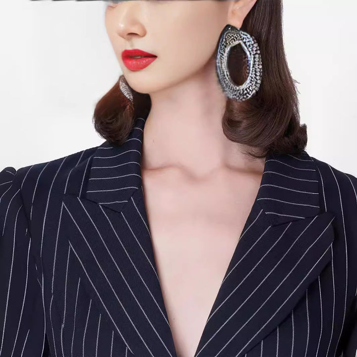 Women's Fitted Pinstripe Blazer Dress in Modern Tailoring Mune Fashion