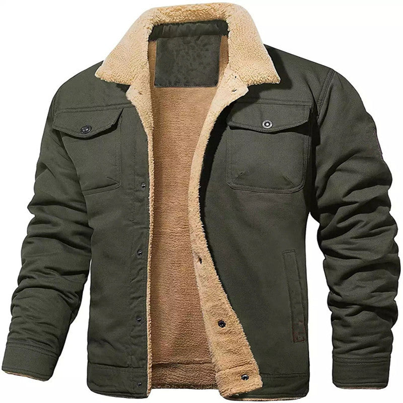 Men's shirt jacket in worker style with Sherpa lining and flap pockets Mune Fashion
