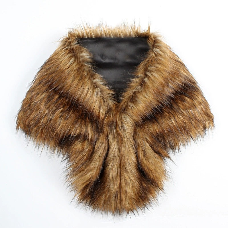 Women's elegant faux fur shoulder stole in capelet cut Mune Fashion