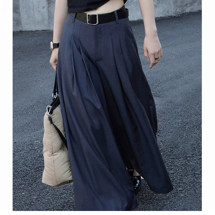 Women's wide pleated culotte pants with high waist, pleats & side pockets Mune Fashion