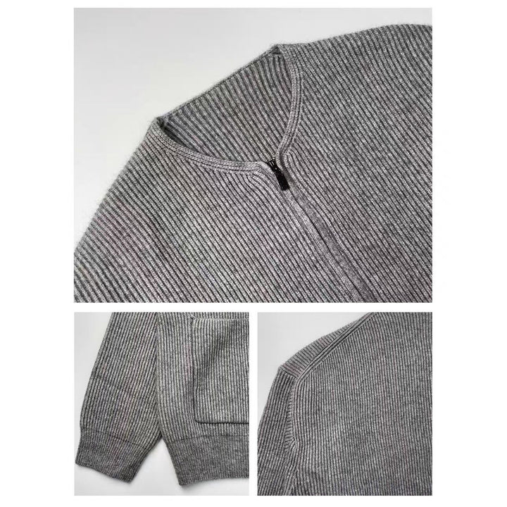 Women Fashionable Knit Jacket with Zipper Mune Fashion