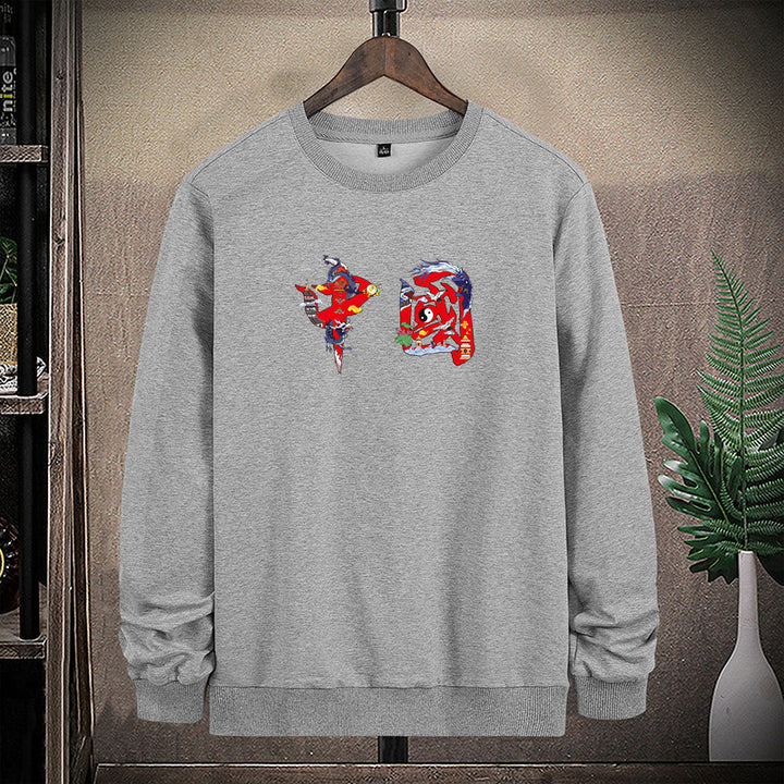 Men's Round Neck Sweatshirt with Detailed Graphic Print Mune Fashion