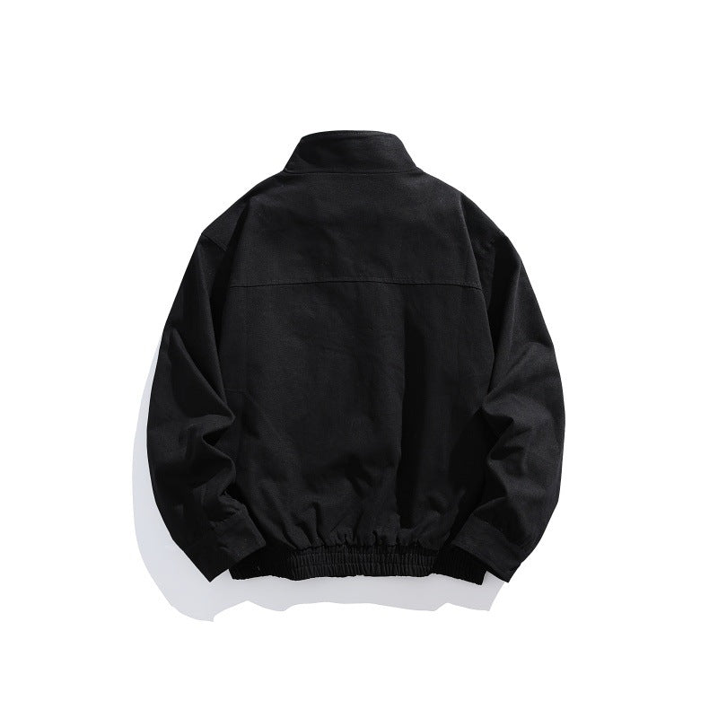 Men's Oversized Canvas Field Blouson with Utility Pockets and Stand-up Collar Mune Fashion