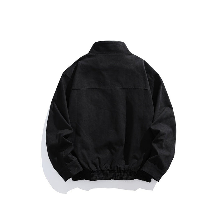 Men's Oversized Canvas Field Blouson with Utility Pockets and Stand-up Collar Mune Fashion