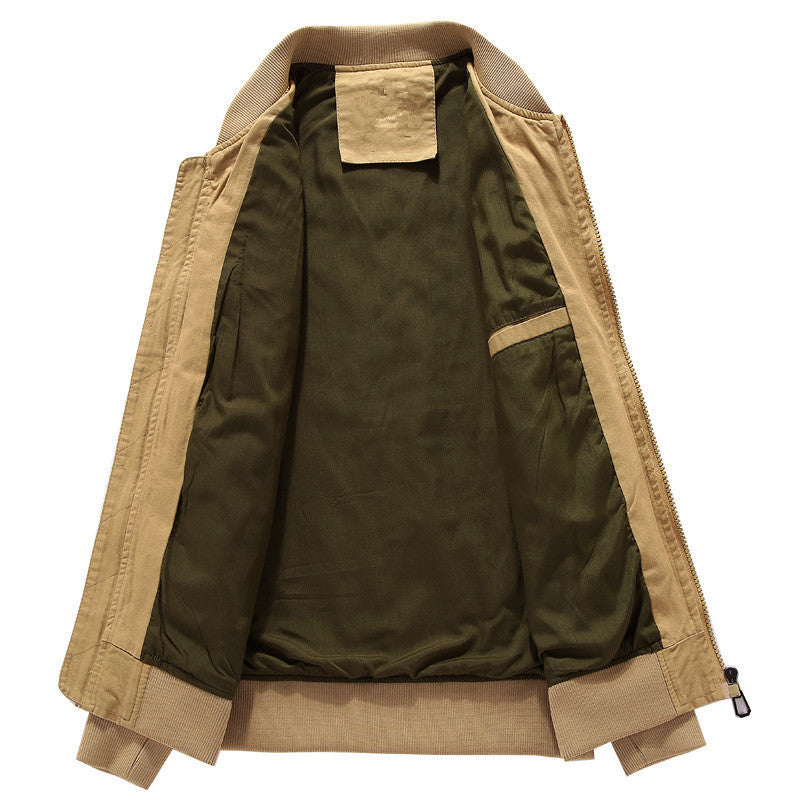Men's Canvas-Field-Bomber Jacket with Embroidered Patches and Sleeve Utility Pocket Mune Fashion