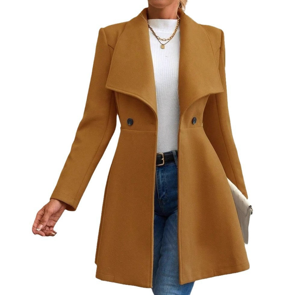 Ladies Elegant Double-Breasted Wool Jacket