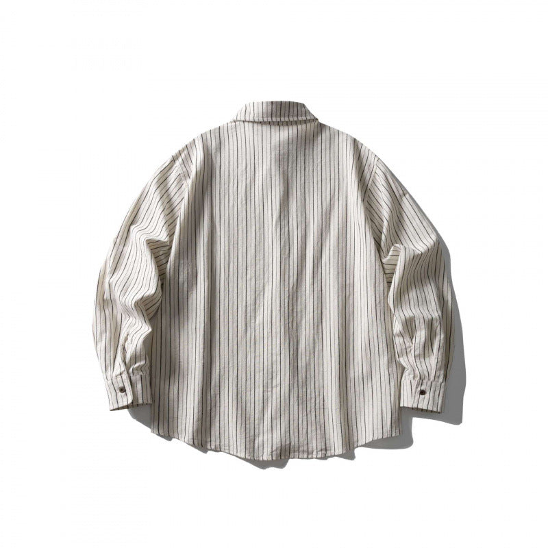 Unisex Oversize shirt in pinstripe look with breast pocket and rounded hem Mune Fashion